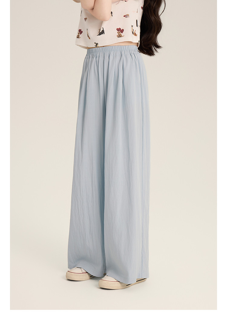 Amybaby Girls' Pants Summer 2026 New Style Lazy Style Pure Color Simple Versatile Loose Wide-Leg Pants — 24