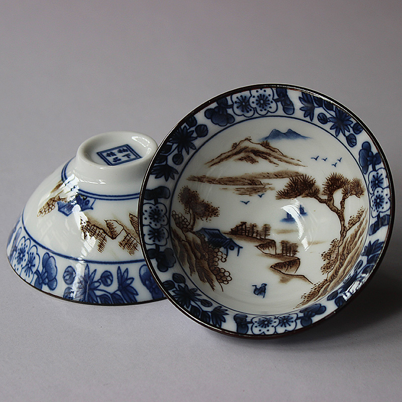 Tea cup ceramic suit Home retro Chinese single master's cup bucket hat-hat creative upscale personality Big number handling price