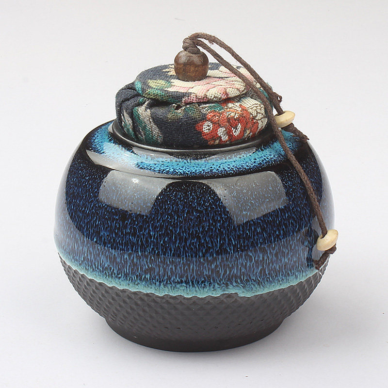 Jump knife Tianmu glaze Jianzhan tea jar ceramic trumpet portable boutique high-end sealed jar creative personality fashion