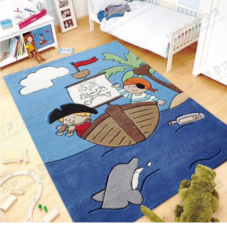 Phim hoạt hình Cướp biển Tàu mẫu giáo Thảm Boy Phòng trẻ em Phòng ngủ Đầu giường Tatami Bàn ghế Pad Tùy chỉnh dày - Thảm thảm nỉ lót sàn