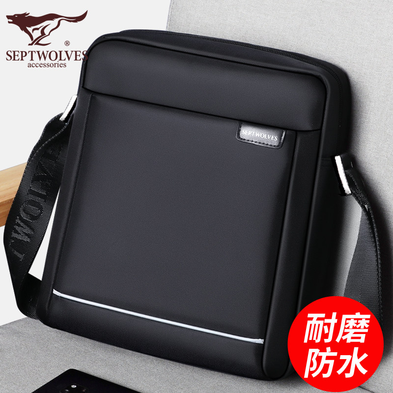 Seven Wolves Men's Buns Bag Single Shoulder Diagonal Satchel Trendy Personality Casual Canvas Small Bag Youth Boomer Bag