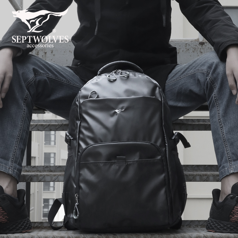 Seven Wolf travel Shoulder Bag Men's Double Shoulder Bag Large Capacity High School Student School Bag Fashion Trend Campus Brief