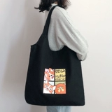 Шоппер, черная льняная сумка, вместительный и большой тканевый мешок, сумка на одно плечо