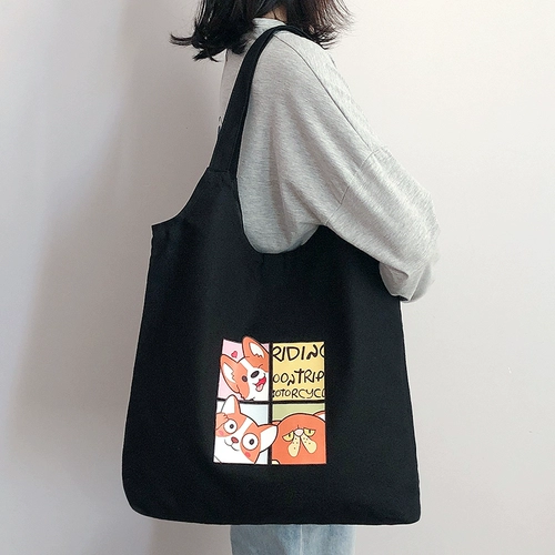 Шоппер, черная льняная сумка, вместительный и большой тканевый мешок, сумка на одно плечо