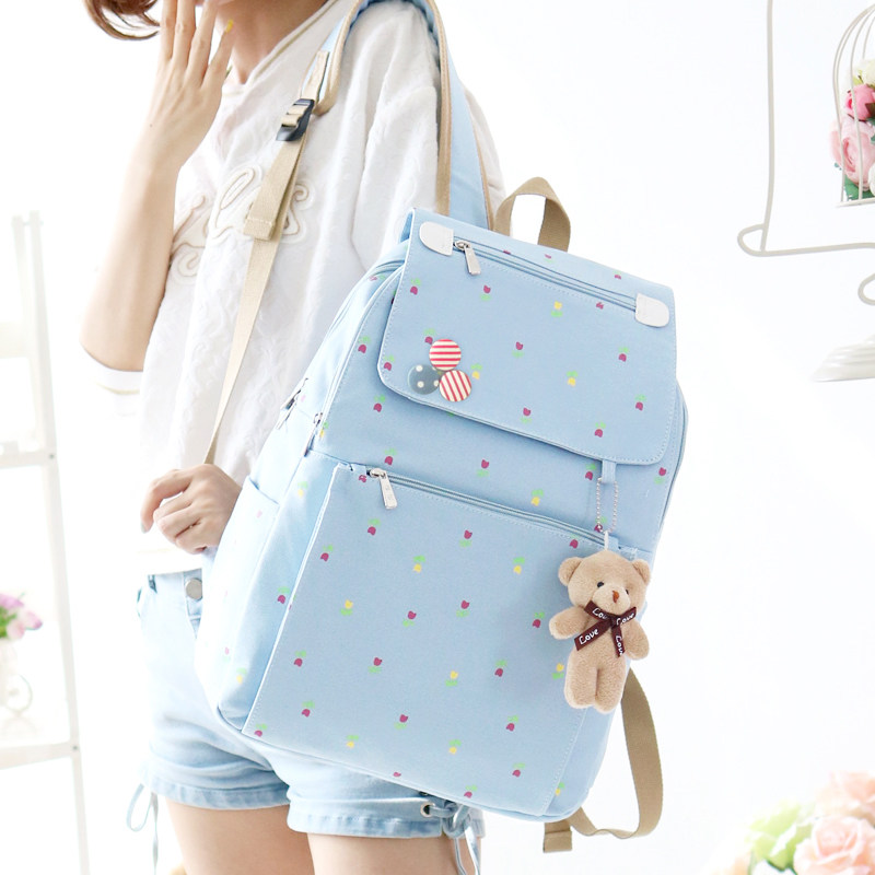 Elementary school students junior high school girls Han version High School Campus Canvas Shoulder Bag Pair of Shoulder Bag Cute Day Ensemble Casual