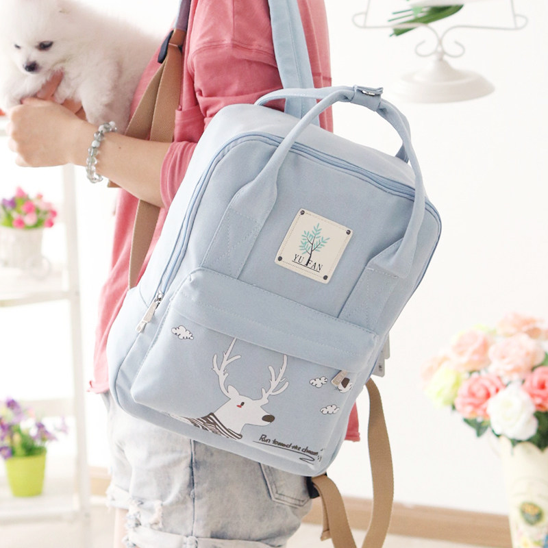 School Bag Middle School Students Junior High School Canvas Double Shoulder Bag Women and Japan Edition Large capacity Shoulder Bag College Students Class Elementary School Students