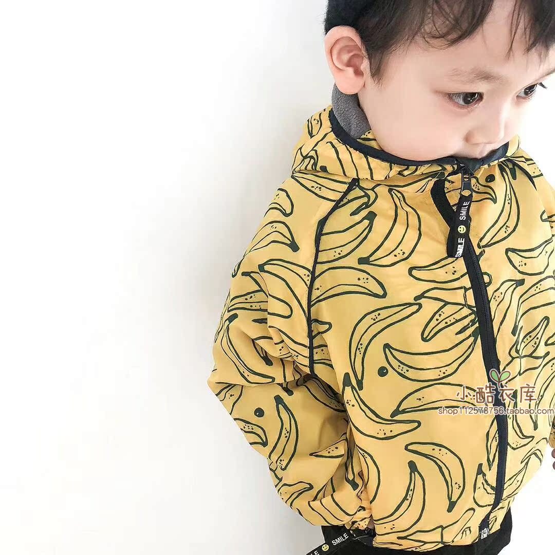 Mùa thu và mùa đông trẻ em trai và bé gái ngoài trời dày gió cộng với áo khoác nhung trẻ em áo khoác chuối màu vàng chuối áo khoác cao cấp cho be gái