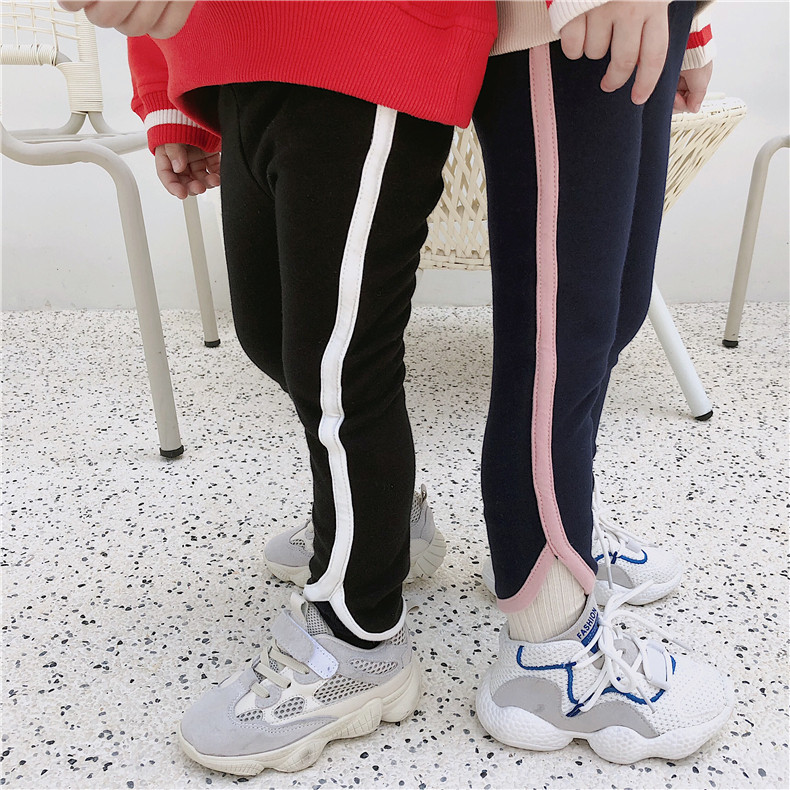 Spring boy girl baby Han version bump color wrapping pure cotton inner lap pants sports pants children thickened and padded inner lap pants