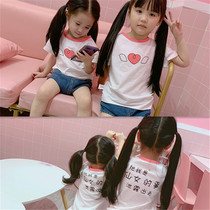 Summer new childrens childrens baby Korean cartoon cute text shirt girl fairy cotton short sleeve t-shirt