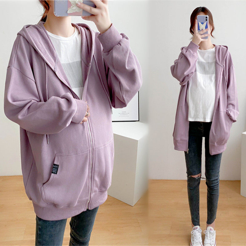 Pregnant Woman Large Size Size Autumn Clothing Jacket Fat Mm Loose Gats Up Overweight Cotton Cardiovert Blouse Blouse Jacket Autumn Winter Fashion Thick T-Shirt