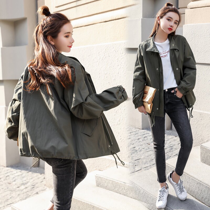 Pregnant women autumn large size windbreaker fat mm mother solid color autumn top cardigan plus size jacket spring and autumn thin coat