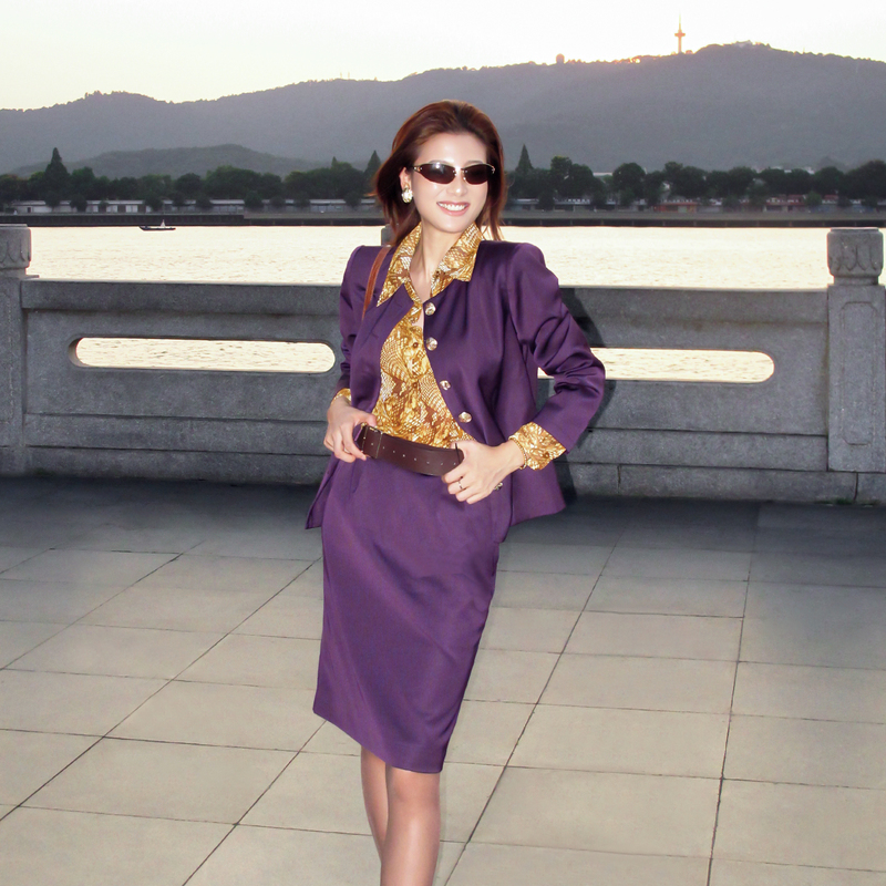 【Qingdu Shuilang】Wisteria Gold Snake Autumn/Winter Retro Hong Kong Style Padded Shoulder Blazer Set with Skirt and Snake Print Shirt 【Qingdu Shuilang】Wisteria Gold Snake Autumn/Winter Retro Hong Kong Style Padded Shoulder Blazer Set with Skirt and Snake Print Shirt