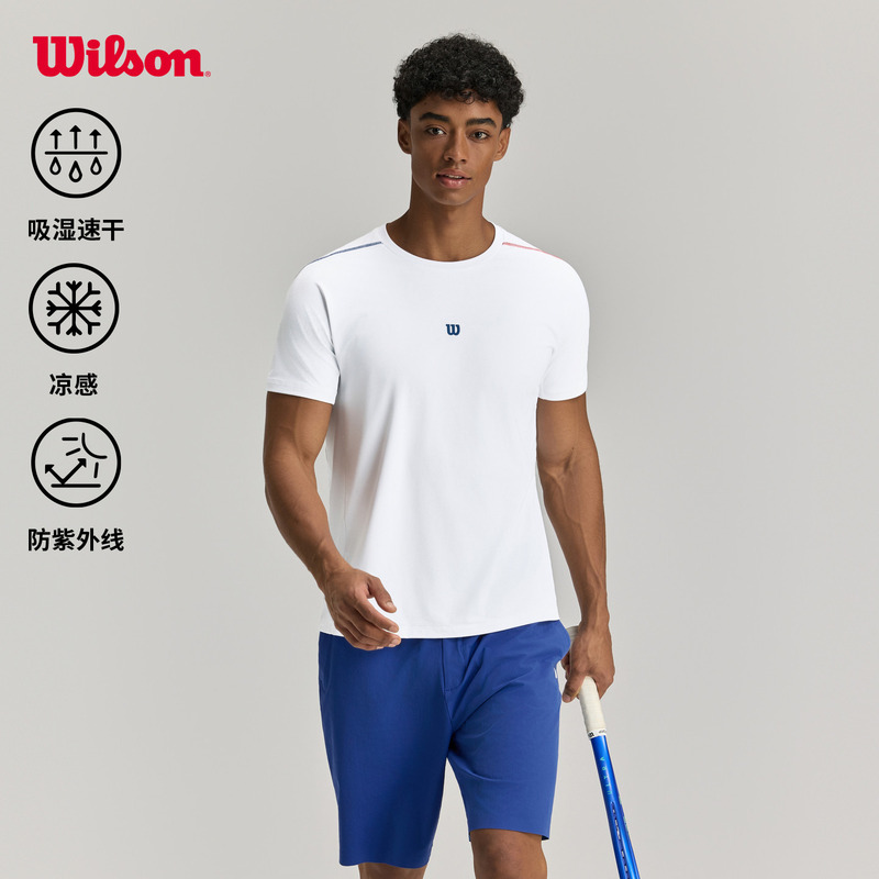 Wilson Wilson 26 New Summer Style Men's Moisture-Absorbent and Quick-Drying Tennis Sports Running Knitted Short-Sleeved T-Shirt