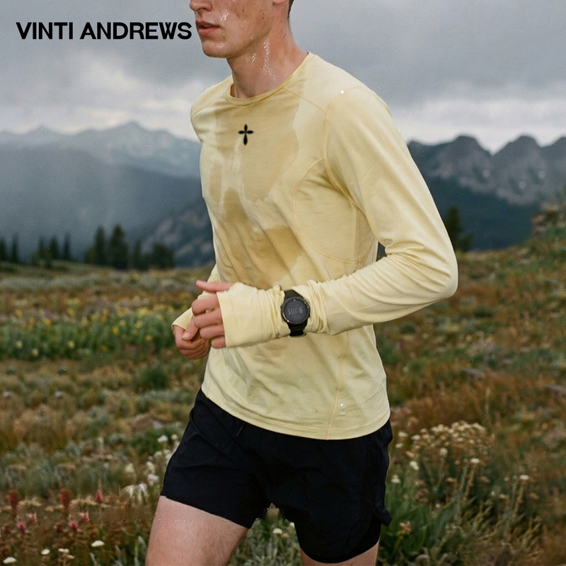 Vinti Andrews Running Speed-Drying Hasselblad Line Long-Sleeve Men's Autumn and Winter New Outdoor 100g Lightweight T-Shirt for Women