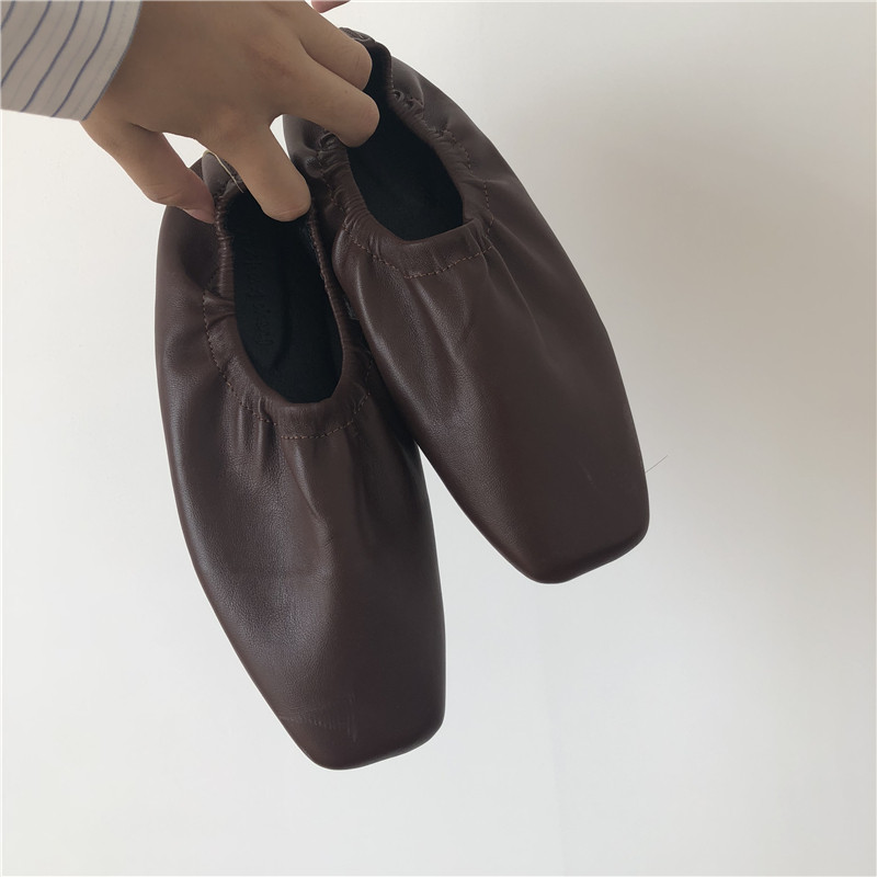 Sleep at 11 self-retention recommended with Korean lazy elastic square leather fashionable shoes