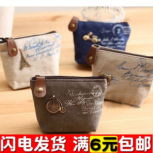 Retro Wind Zero Wallet Brief LITTLE PURSE CHRISTMAS CANVAS COIN BAG FOR BOYS AND GIRLS ACTIVITIES SMALL GIFT