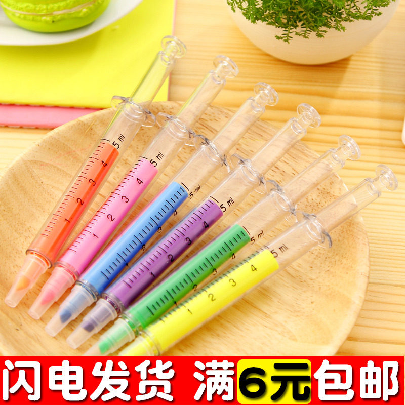Cartoon Creative Stationery Candy Color Needle Shape Highlighter Pen Marker Pen Watercolor Pen Gouache