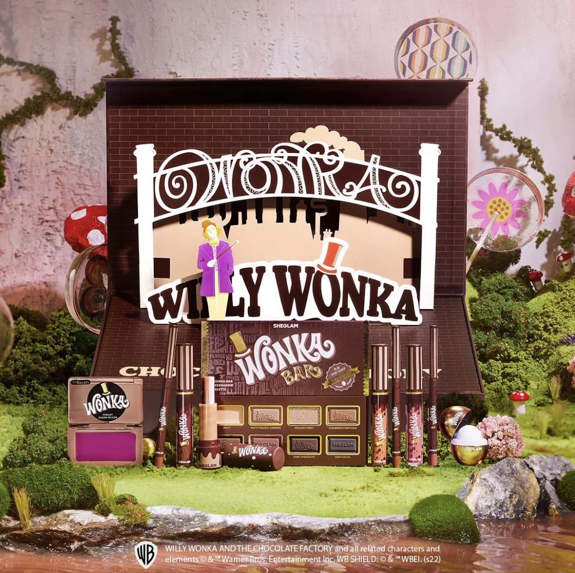 Палетка теней для век/глаз на глазах Spot Sheglam Wangka Chocolate Factory Joint Series + набор блеска для губ