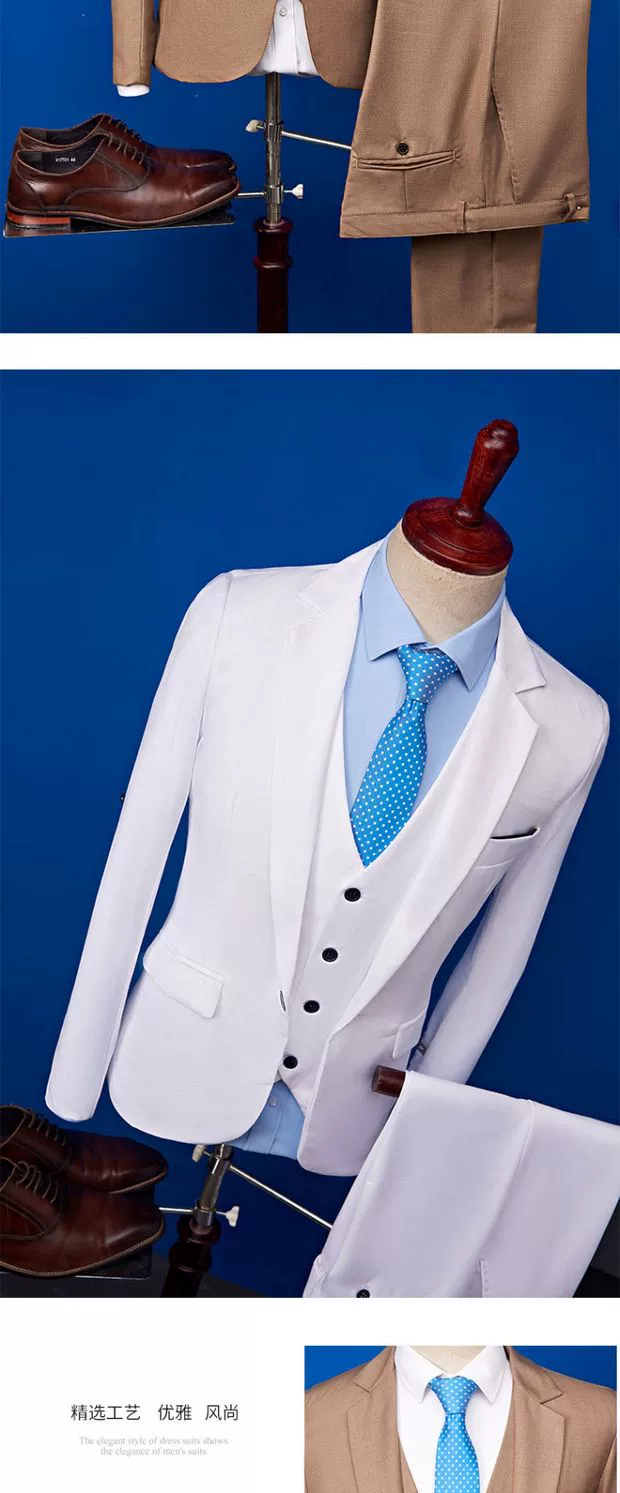 Bộ đồ vest nam ba mảnh phù hợp với Hàn Quốc Slim nhỏ phù hợp với váy chuyên nghiệp chú rể