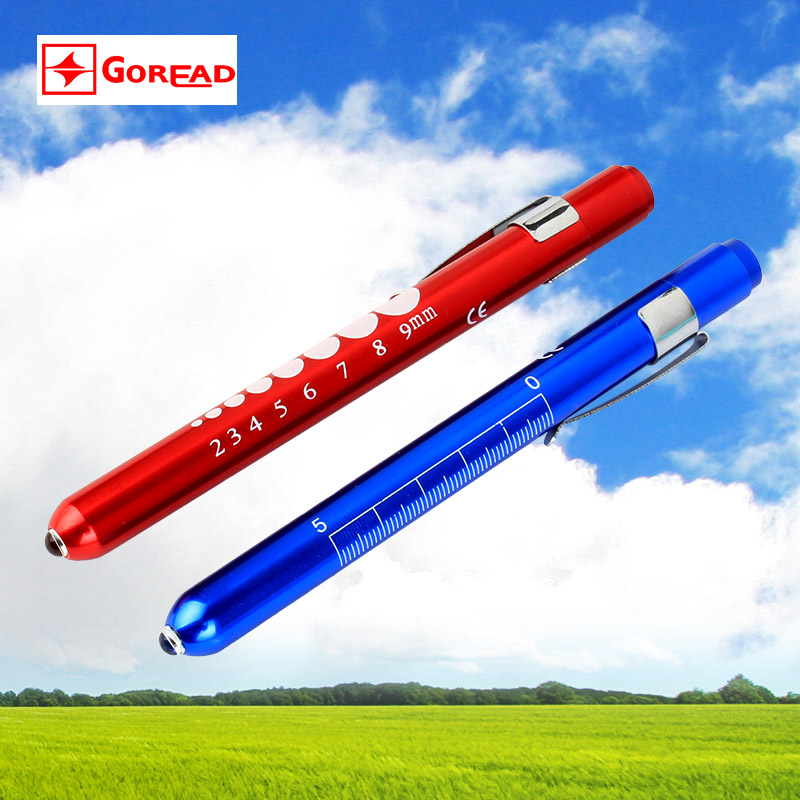 Battery LED flashlight with a scale aluminum pen lamp yellow pupil pen lamp 7 battery