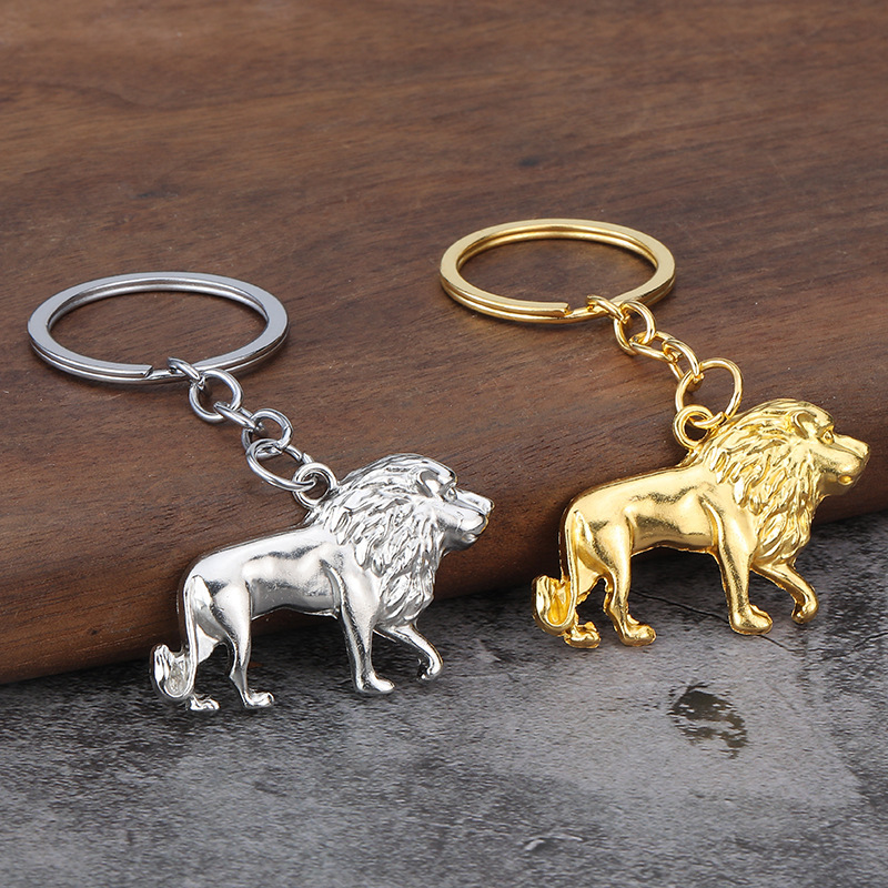Foreign Trade Jewelry Simple Lion Keychain Pendant Creative Alloy Car Keychain Zoo Event Small Gift