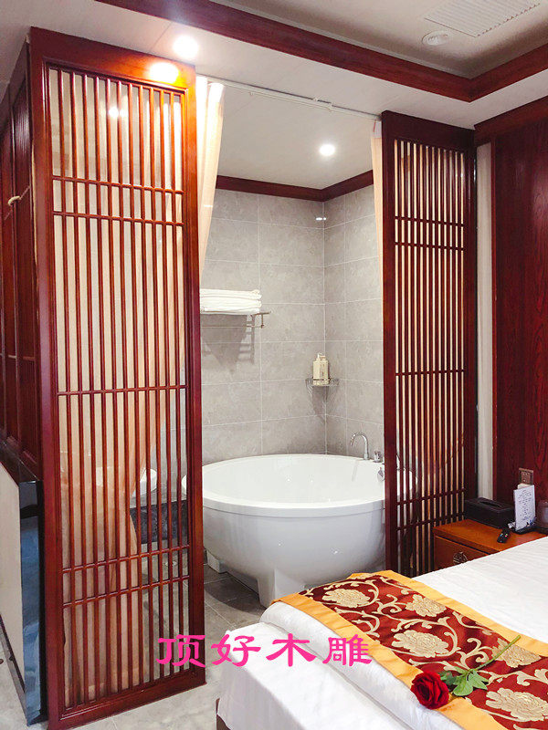 Wood Grille Hollowed-out Partition Wall Solid Wood Living Room Bedroom Modern Minima Decoration Day Style New Chinese Screen