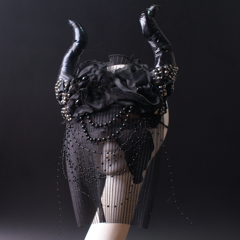 Halloween Demon Maleficent Dark Party Gothic Witch Props Horn Mask Full Face Masquerade Singing Halloween Demon Maleficent Dark Party Gothic Witch Props Horn Mask Full Face Masquerade Singing
