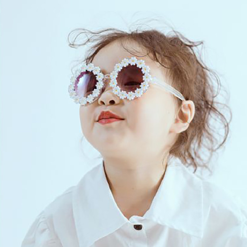 Children's new cute flower sunglasses children's fashion foreign style concave-convex shape shooting with model glasses