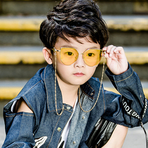 New childrens glasses boy catwalk chain sun glasses decoration children flat shape mirror tide