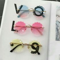 2019 New Children sun glasses girls summer UV sunglasses stage show rimless baby glasses tide