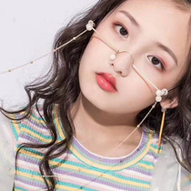 New childrens styling non-lens glasses metal frame stage catwalk chain glasses frame girl photo decorative mirror
