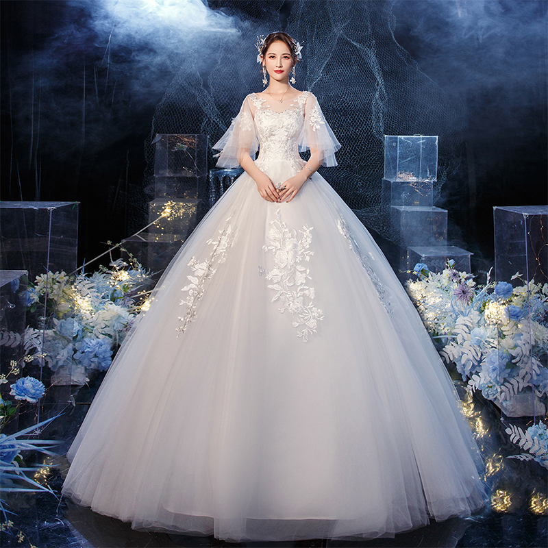 Main Wedding Dress 2022 New Temperament Bride Small Subsenior Texture Style Trailing out of the door to cover the arms