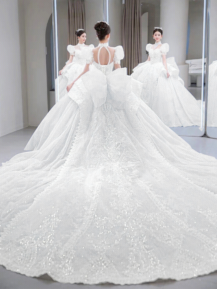  XS+Single white trailer wedding dress   - $20.74 