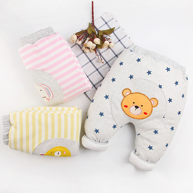 Baby cotton pants boys and girls winter thickened pants warm quilted harem pants big pp trousers 1-3 years old
