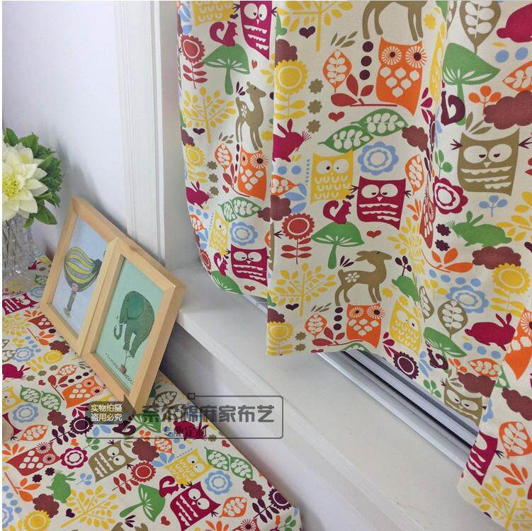 Pure cotton owl Eagle Curtains Merry Cloth Art Custom Short Door Curtain Custom Washing Machine Companion Shield Curtain