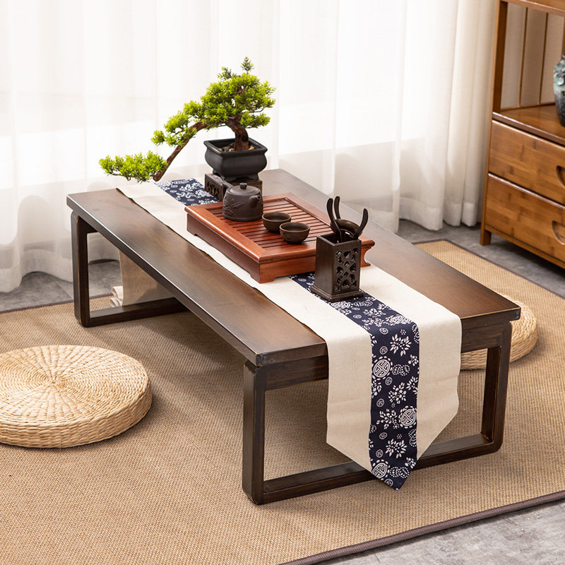 Bay window small table folding Japanese style tatami tea table small coffee table Kang table low table solid wood sitting floor bedroom bay window table