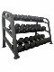 New three-layer dumbbell rack gym hexagonal round head ten sides 2.5-30 kg twelve pairs of dumbbell rack set