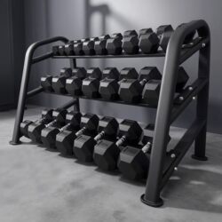 New Three-Layer Dumbbell Rack Gym Hexagonal Round Head Ten-Sided 2.5- 30kg Twelve Dumbbell Rack Set