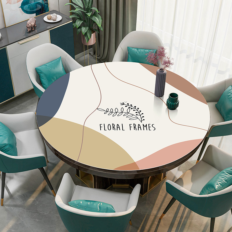 Leather Roundtable Pad Waterproof Oil-free Nordic in Oval Table Cloth PVC Heat Insulation and Heat-proof Thickness