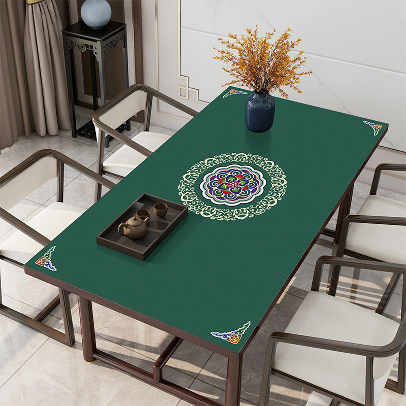 New Chinese leather table cushion waterproof and oil-free tea table cloth anti-burn pvc rectangular dust table cloth thickness