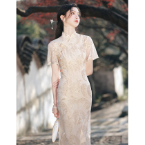Advanced senses Light and luxurious hand embroidery Improved qipao Women 2024 Summer New Chinese style New Chinese style Slim One-piece Dress