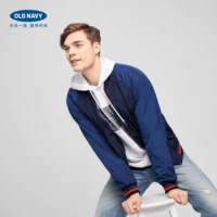 Old Navy nam tương phản satin raglan tay áo khoác cotton nam 207492 giản dị dây kéo áo khoác đồng phục bóng chày áo khoác nam cao cấp