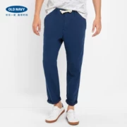 Old Navy Men Linen Blend Quần cắt cúp nam 340137 Dây rút đàn hồi Thắt lưng nghệ thuật Quần âu