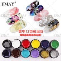 EMAY painted glue nail art 12 color painting gold silver gradient sickness dyeing drawing line drawing glue full set