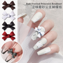 Bowknot nail jewelry new product explosion Japanese three-dimensional girl elegant matte black white red gray bow decoration