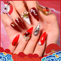 2021 nail jewelry new net red New Year comedy facial makeup zircon Super Flash Red Diamond gold ceremony happy stickers