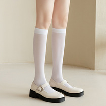 Paired with college style womens socks spring and summer thin calf socks transparent half-tube jk uniform stockings white socks for women