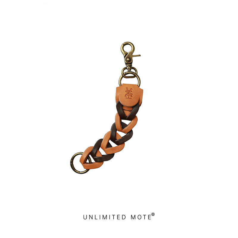 Unlimited Mote〔Color-Blocked Braided Leather Keychain〕Embossed Vegetable-Tanned Leather Trouser Chain Pendant Accessory Unlimited Mote〔Color-Blocked Braided Leather Keychain〕Embossed Vegetable-Tanned Leather Trouser Chain Pendant Accessory