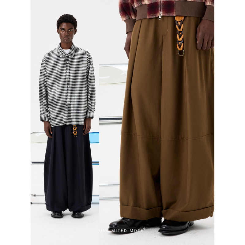 Unlimited Mote〔Balloon Pants 3.0〕Machine Washable Wool Blend Japanese Style Wide-Leg Semi-Elastic Trousers