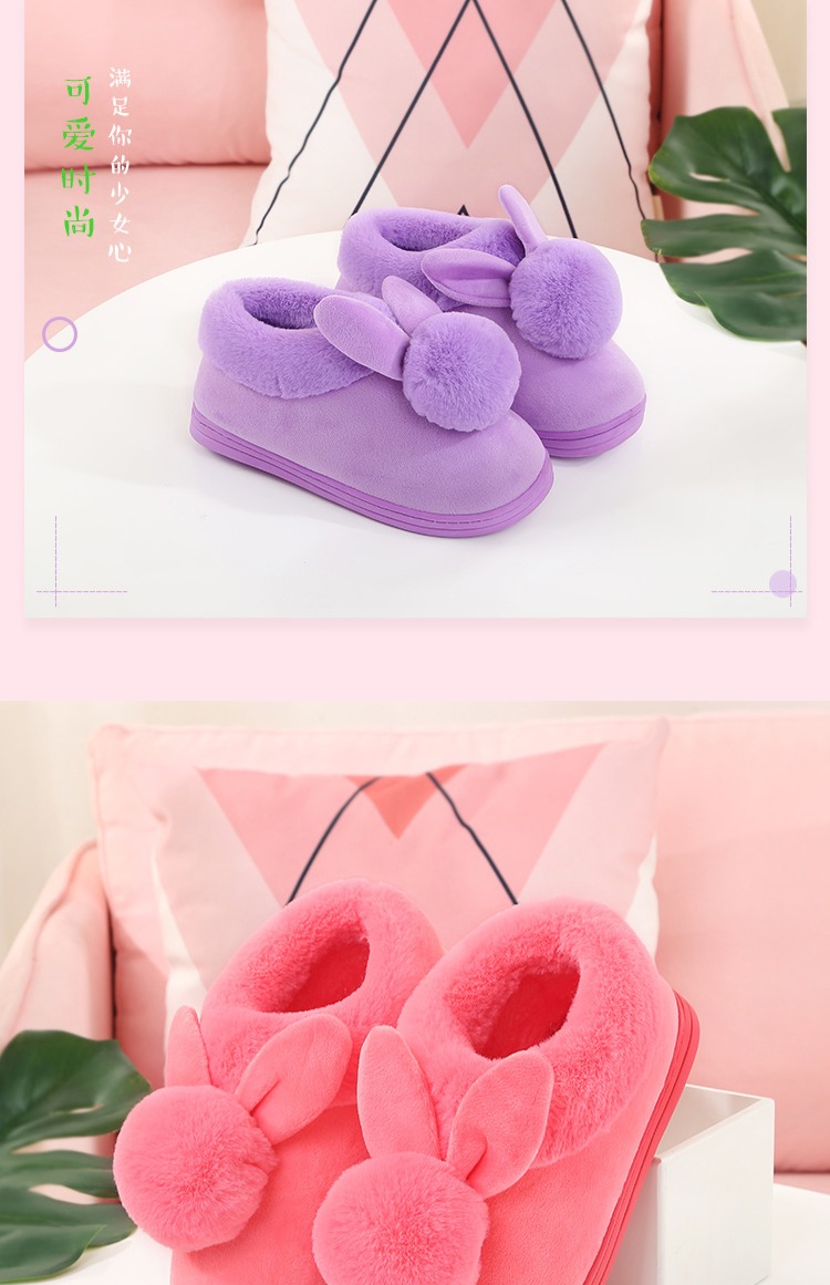 Phiên bản Hàn Quốc của dép nữ mùa đông dễ thương Túi xách nữ với nhà trong nhà dày đáy chống trượt sang trọng ấm áp dày tháng giày mùa đông dép cao su đi trong nhà